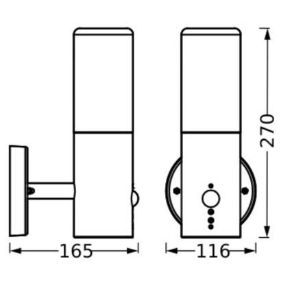 Ledvance - Vonkajšie nástenné svietidlo so senzorom FIGO CYLINDER 1xE27/20W/230V