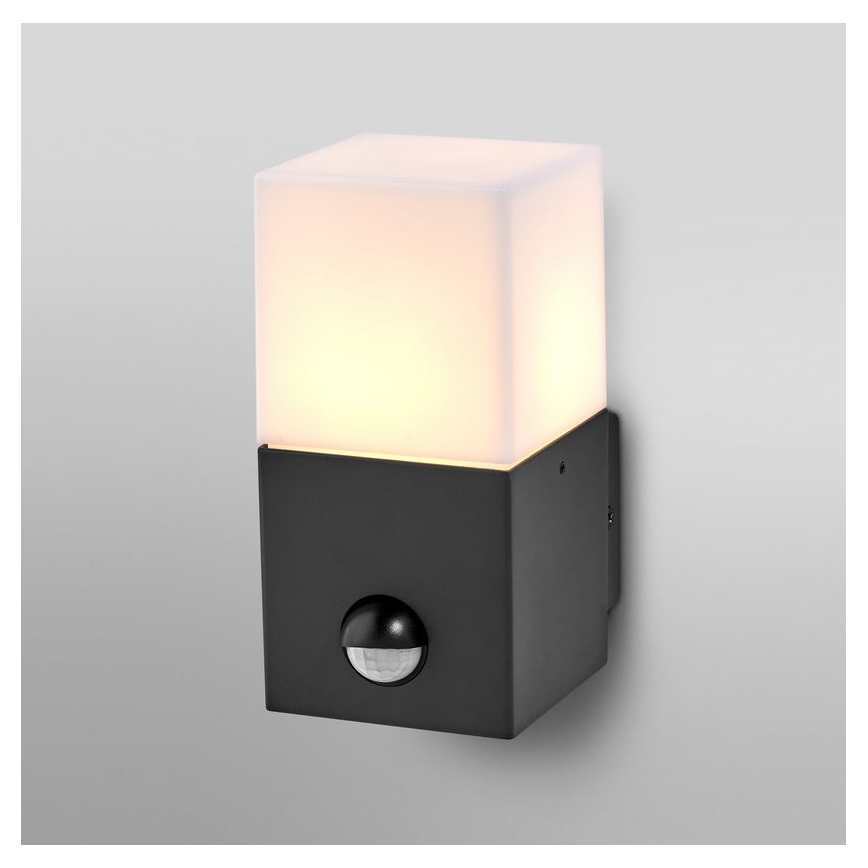 Ledvance - Vonkajšie nástenné svietidlo so senzorom FIGO SQUARE 1xE27/20W/230V