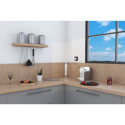 Legrand 049406 - 3-zásuvkový predlžovací kábel Typ E + USB-A + USB-C 1 m strieborný/biely