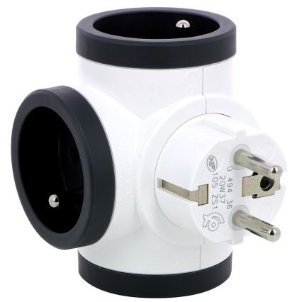 Legrand 049436 - Rozbočovacia zásuvka otočná 3Z Typ E biela/čierna
