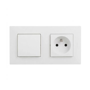 Legrand - Domová zásuvka a jednopolový vypínač č. 1 s rámikom NILOE STEP 250V biela