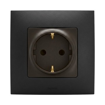Legrand - Domová zásuvka SCHUKO s rámikom NILOE 250 V čierna