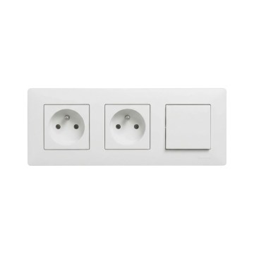 Legrand - Dvojitá domová zásuvka a jednopólový vypínač č. 1 s rámčekom NILOE STEP 250V biela