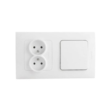 Legrand - Dvojitá domová zásuvka a jednopólový vypínač č. 1 s rámikom NILOE STEP 250V biela