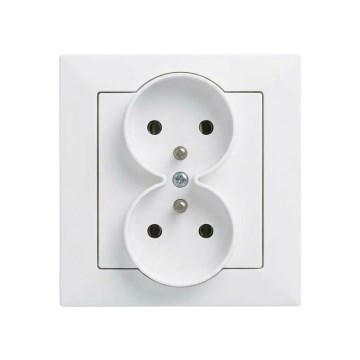 Legrand - Dvojitá domová zásuvka s rámikom SUNO 250V biela