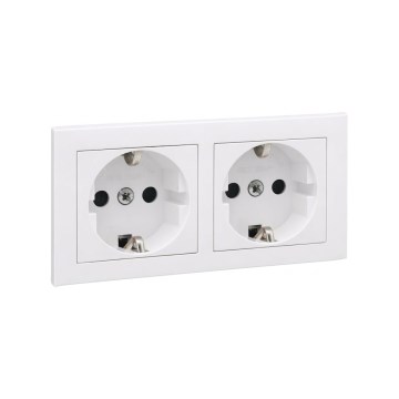 Legrand - Dvojitá domová zásuvka SCHUKO s rámikom SUNO 250V biela