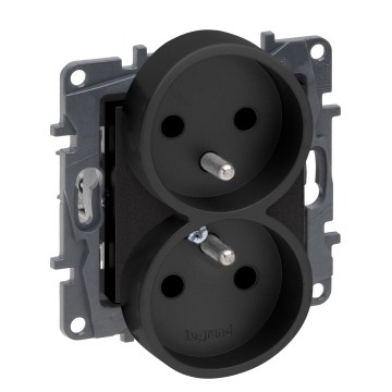 Legrand - Dvojitá zásuvka do domácnosti bez rámčeka NILOE STEP 250V čierna