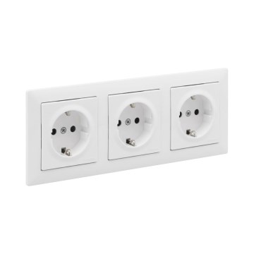 Legrand - Trojitá domová zásuvka SCHUKO s rámikom SUNO 250V biela