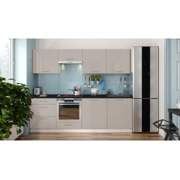 Lesklá kuchynská linka CELESTE 240 cm, farba taupe