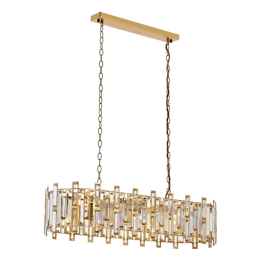 Lestenec na verigi CRYSTALLINE 13xE14/40W/230V, zlate barve