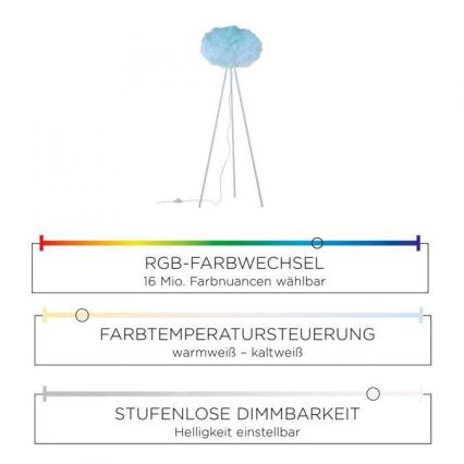 Leuchten Direkt 11212-16 - LED RGBW Stmievateľná stojacia lampa NAOMI LED/10W/230V 2700-5000K Wi-Fi TUYA + diaľkové ovládanie