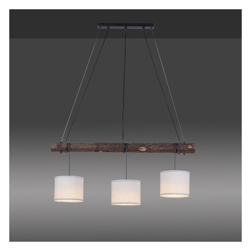 Leuchten Direkt 11238-79 - Luster na lanku BARK 3xE27/40W/230V drevo