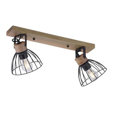Leuchten Direkt 11417-18 - Bodové svietidlo LAMI 2xE27/25W/230V drevo/čierna