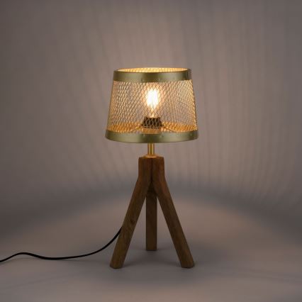 Leuchten Direkt 11423-60 - Stolná lampa FREDERIK 1xE27/60W/230V mangovník