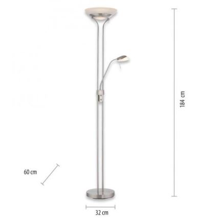 Leuchten Direkt 11730-55 - LED Stmievateľná stojacia lampa ZAHARA LED/16W/230V + LED/5W