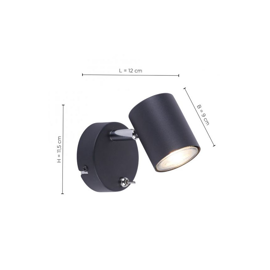 Leuchten Direkt 11941-13 - LED Nástenné bodové svietidlo TARIK 1xGU10/5W/230V čierna