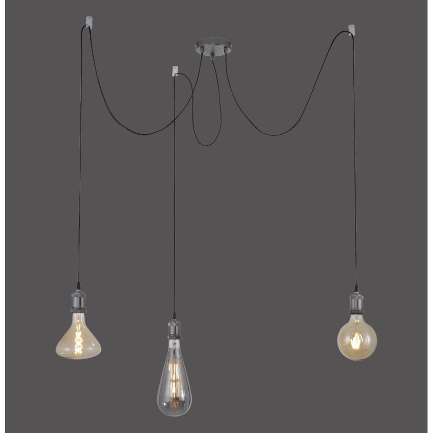 Leuchten Direkt 13571-18 - Luster na lanku DIY 3xE27/60W/230V pavúk čierna