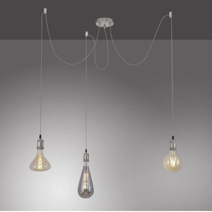 Leuchten Direkt 13571-55 - Luster na lanku DIY 3xE27/60W/230V pavúk matný chróm