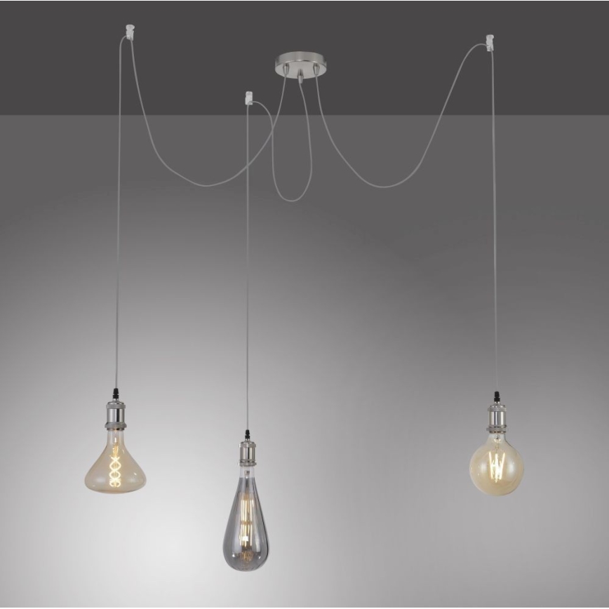 Leuchten Direkt 13571-55 - Luster na lanku DIY 3xE27/60W/230V pavúk matný chróm