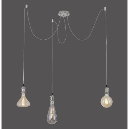 Leuchten Direkt 13571-55 - Luster na lanku DIY 3xE27/60W/230V pavúk matný chróm