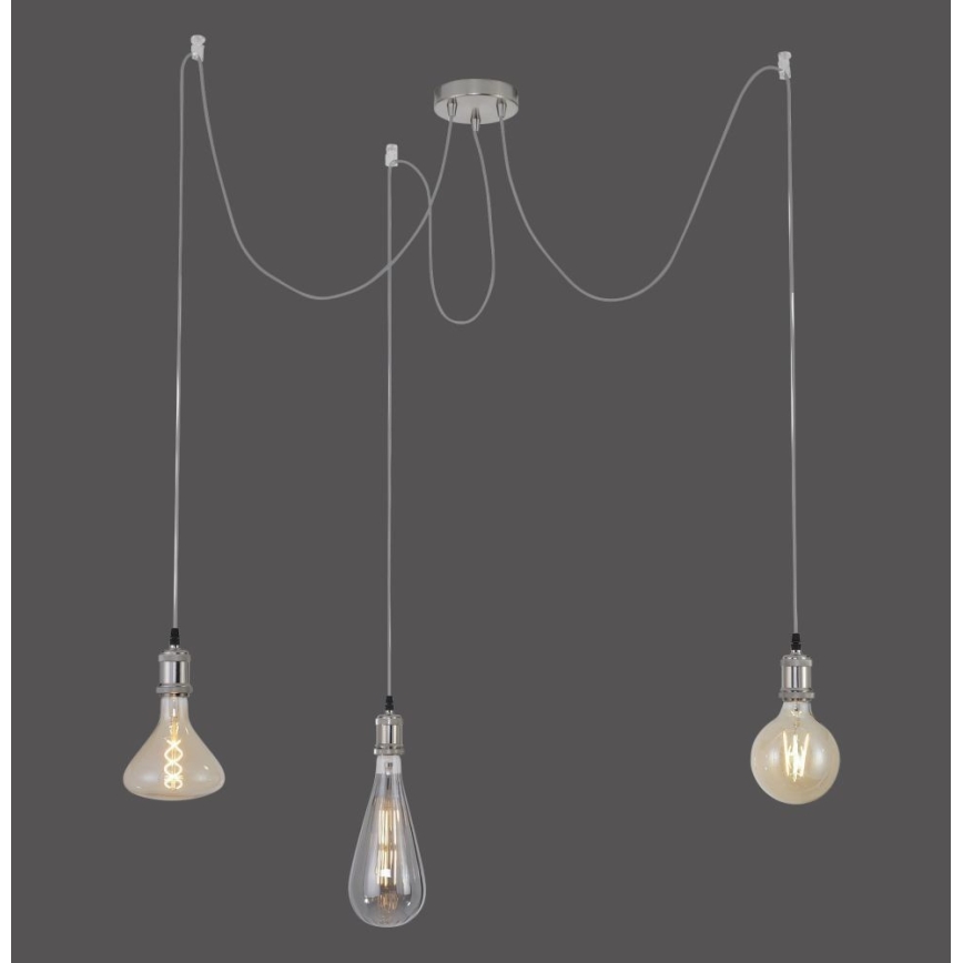 Leuchten Direkt 13571-55 - Luster na lanku DIY 3xE27/60W/230V pavúk matný chróm