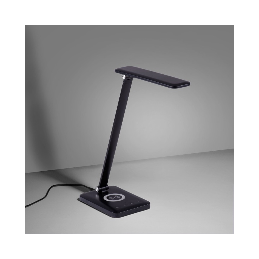 Leuchten Direkt 14415-16 - LED Stmievateľná dotyková stolná lampa s bezdrôtovým nabíjaním FLORENTINA LED/5W/230V 3000-5000K čierna + USB