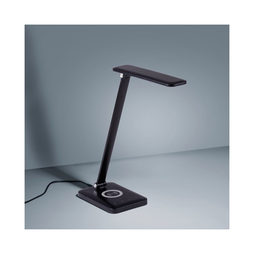 Leuchten Direkt 14415-16 - LED Stmievateľná dotyková stolná lampa s bezdrôtovým nabíjaním FLORENTINA LED/5W/230V 3000-5000K čierna + USB