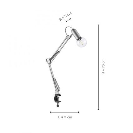 Leuchten Direkt 14773-55 - Stolná lampa s klipom TURN ME 1xE27/60W/230V matný chróm