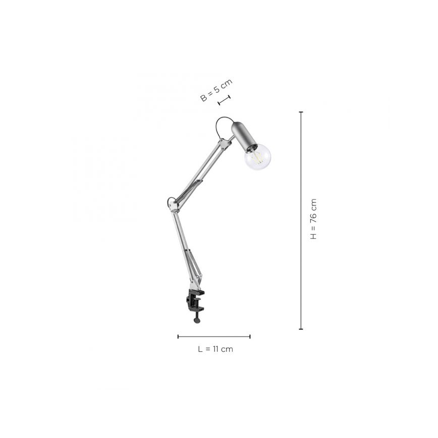 Leuchten Direkt 14773-55 - Stolná lampa s klipom TURN ME 1xE27/60W/230V matný chróm