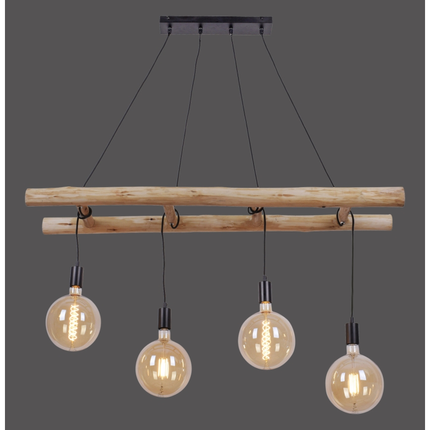 Leuchten Direkt 15025-18 - Luster na lanku EDGAR 4xE27/60W/230V eukalyptus