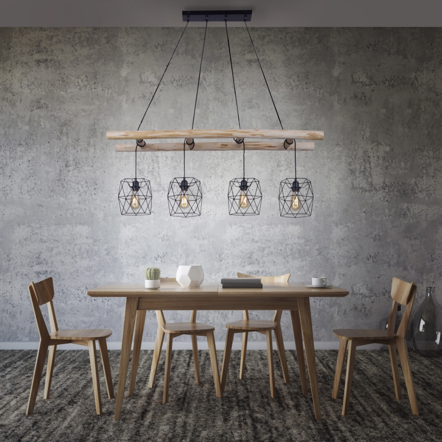 Leuchten Direkt 15036-18 - Luster na lanku EDGAR 4xE27/60W/230V eukalyptus
