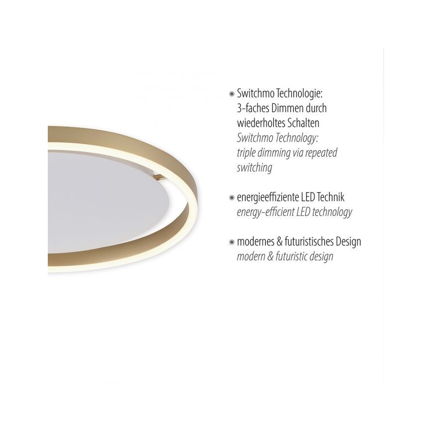 Leuchten Direkt 15391-60 - LED Stmievateľné stropné svietidlo RITUS LED/20W/230V mosadz