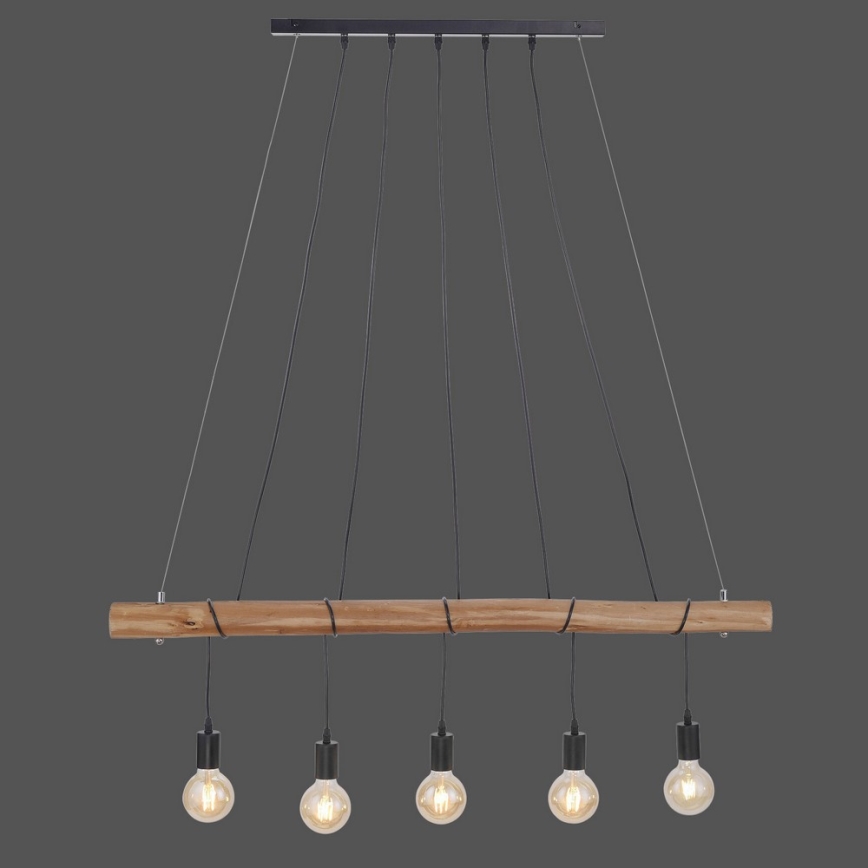 Leuchten Direkt 15515-18 - Luster na lanku DAMIAN 5xE27/60W/230V eukalyptus