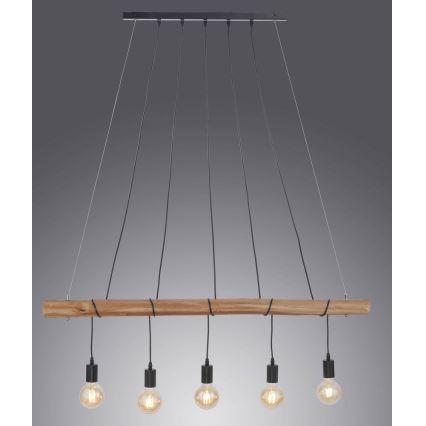 Leuchten Direkt 15515-18 - Luster na lanku DAMIAN 5xE27/60W/230V eukalyptus