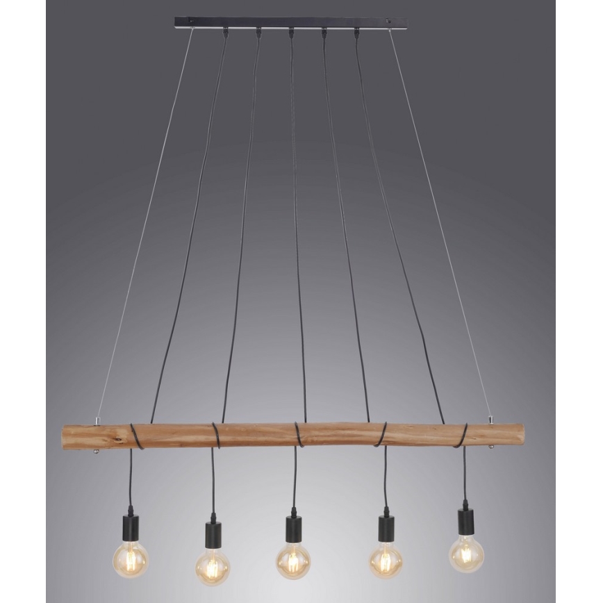 Leuchten Direkt 15515-18 - Luster na lanku DAMIAN 5xE27/60W/230V eukalyptus