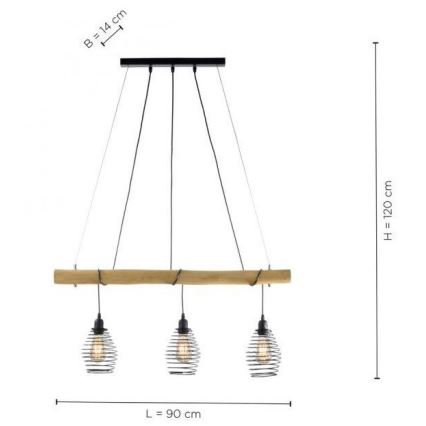 Leuchten Direkt 15526-79 - Luster na lanku SPRING 3xE27/40W/230V eukalyptus