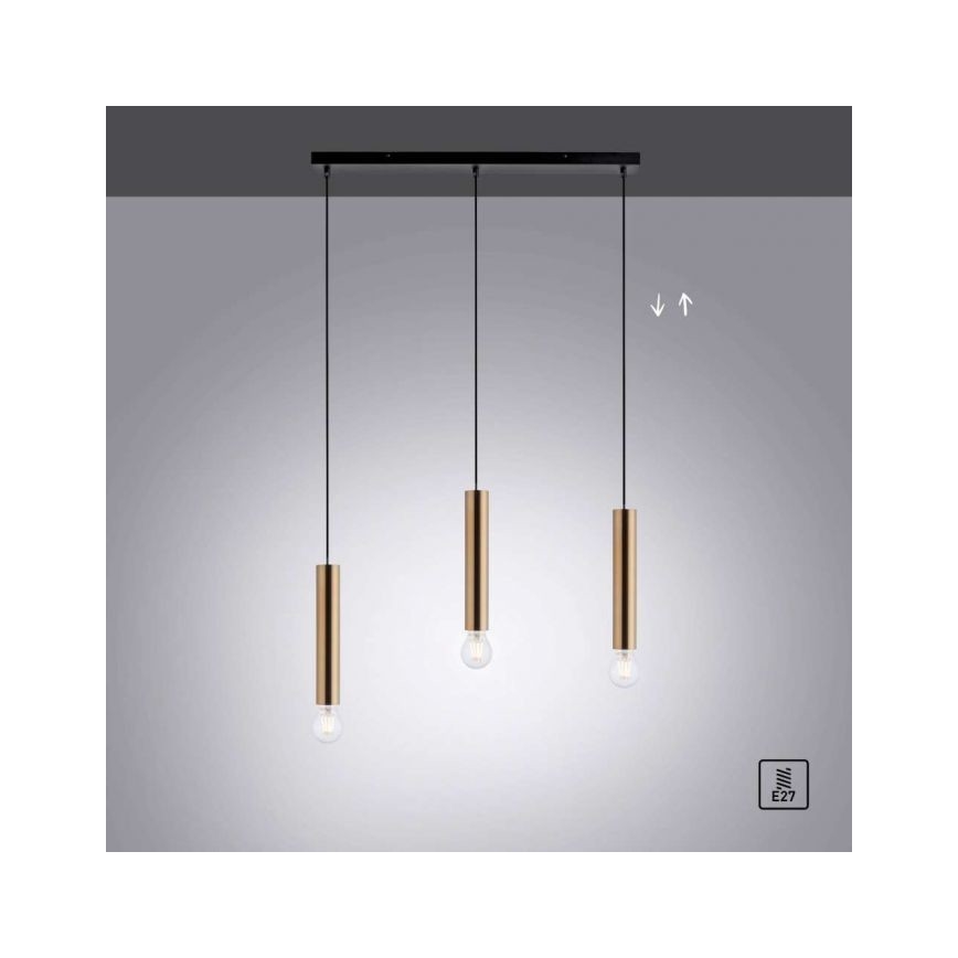 Leuchten Direkt 15618-60 - Luster na lanku BRUNA 3xE27/60W/230V mosadz