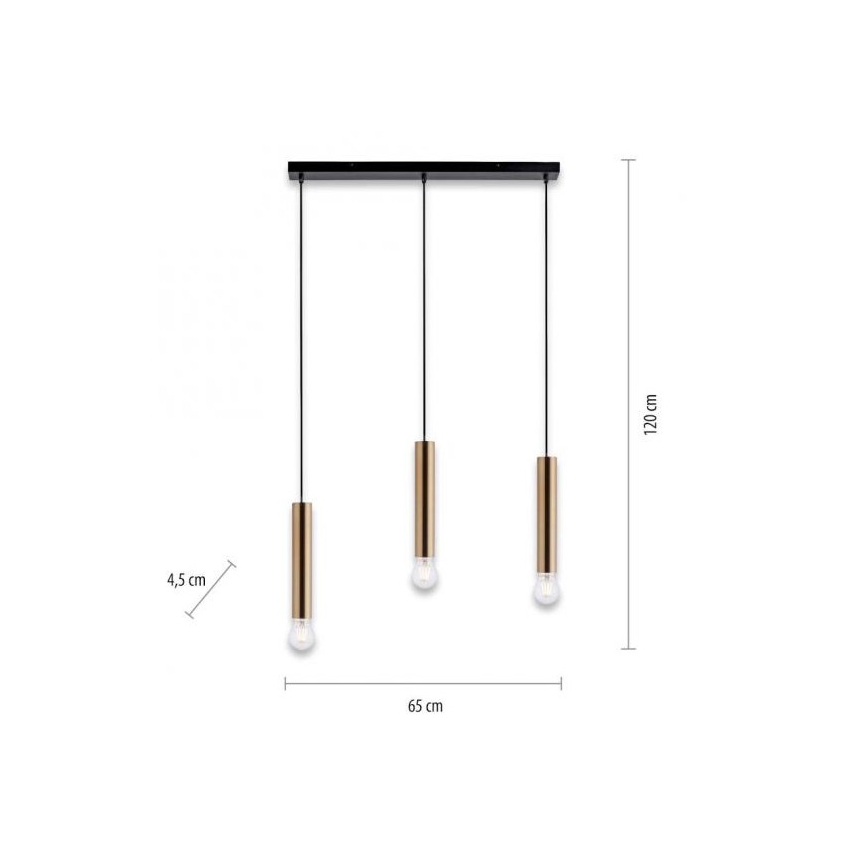 Leuchten Direkt 15618-60 - Luster na lanku BRUNA 3xE27/60W/230V mosadz