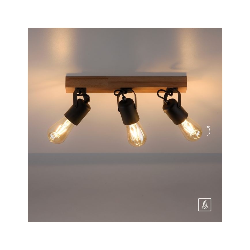 Leuchten Direkt 15633-18 - Bodové svietidlo CANOP 3xE27/60W/230V akácia