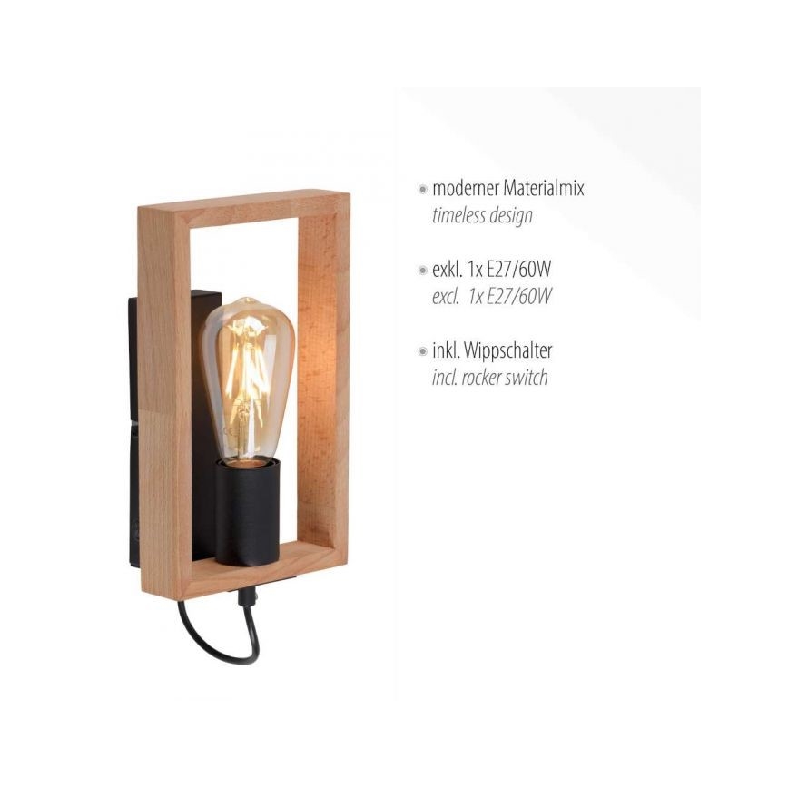 Leuchten Direkt 15654-18 - Nástenné svietidlo FRANKY 1xE27/60W/230V akácia