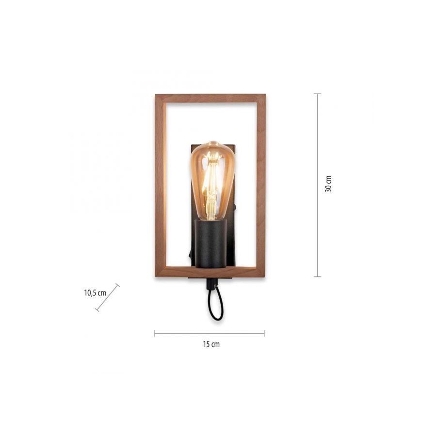 Leuchten Direkt 15654-18 - Nástenné svietidlo FRANKY 1xE27/60W/230V akácia