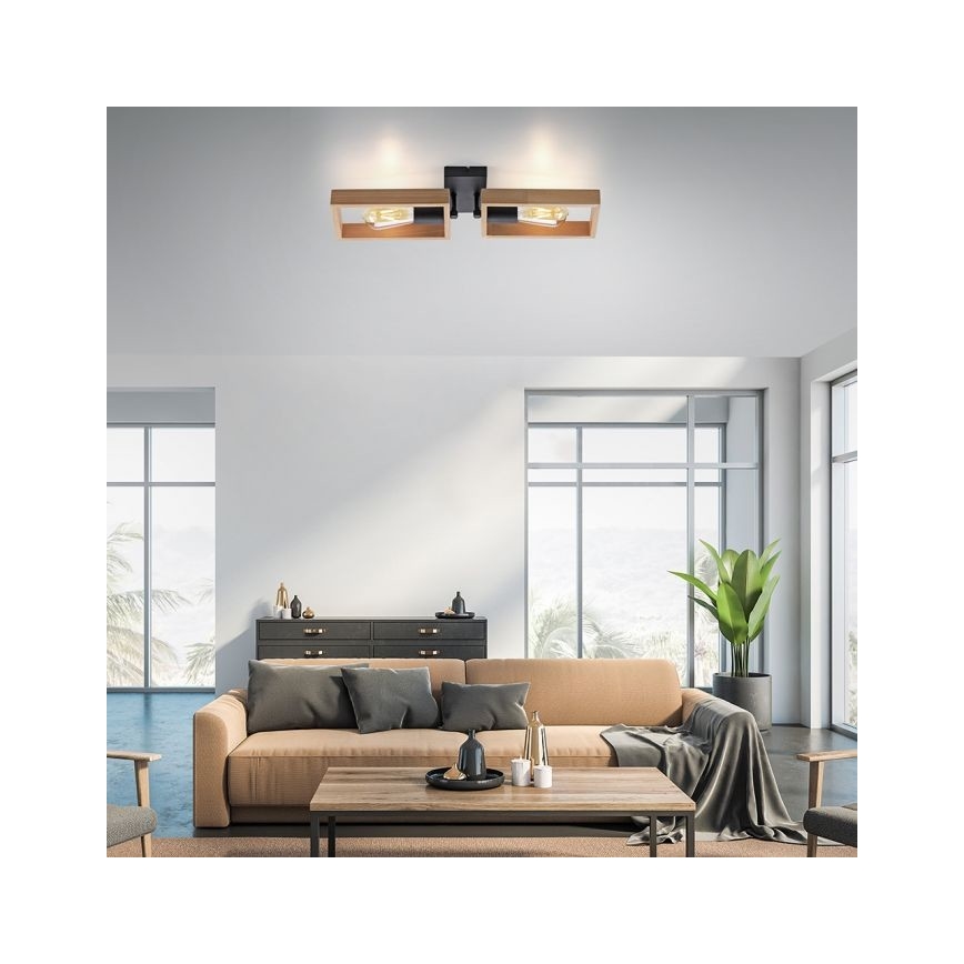 Leuchten Direkt 15657-18 - Prisadený luster FRANKY 2xE27/60W/230V akácia