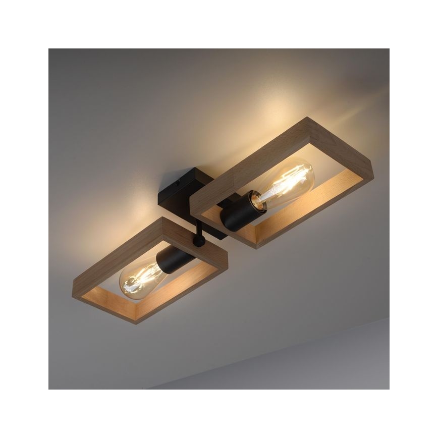 Leuchten Direkt 15657-18 - Prisadený luster FRANKY 2xE27/60W/230V akácia
