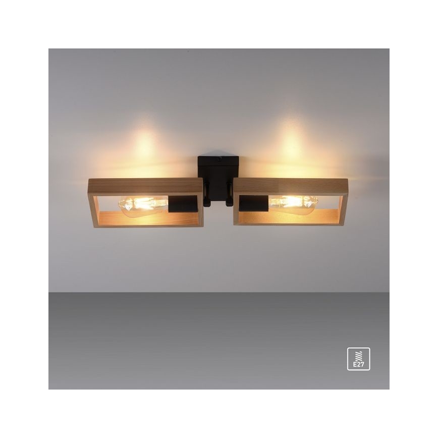 Leuchten Direkt 15657-18 - Prisadený luster FRANKY 2xE27/60W/230V akácia