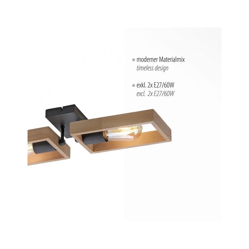Leuchten Direkt 15657-18 - Prisadený luster FRANKY 2xE27/60W/230V akácia