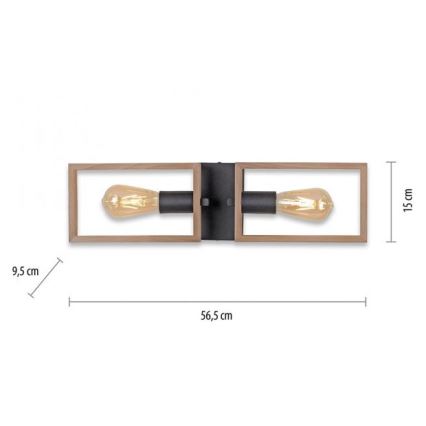 Leuchten Direkt 15657-18 - Prisadený luster FRANKY 2xE27/60W/230V akácia