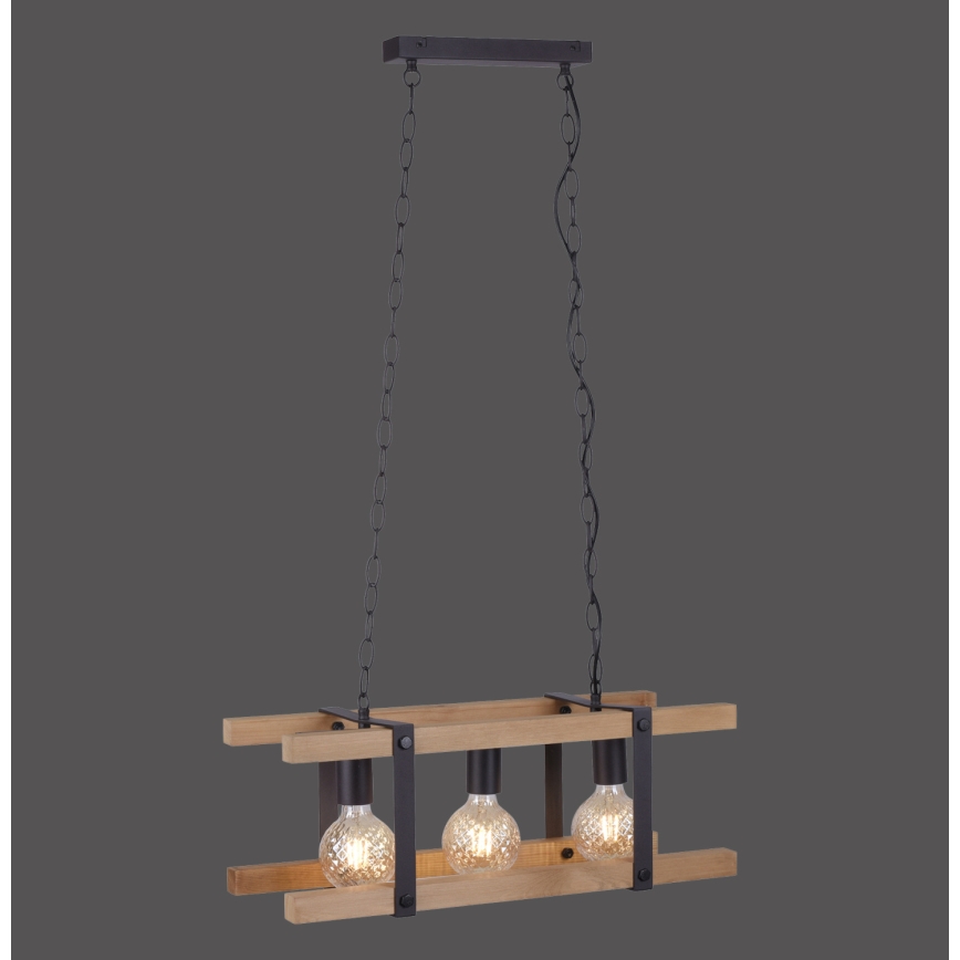Leuchten Direkt 15683-79 - Luster na reťazi EDITH 3xE27/60W/230V borovica