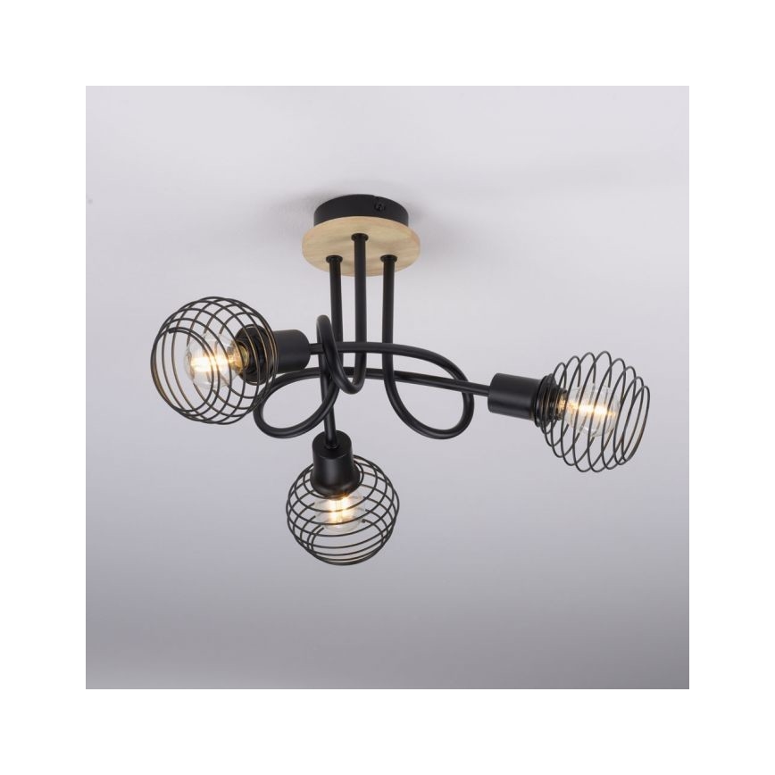 Leuchten Direkt 15923-79 - Prisadený luster EUGEN 3xE14/40W/230V dub