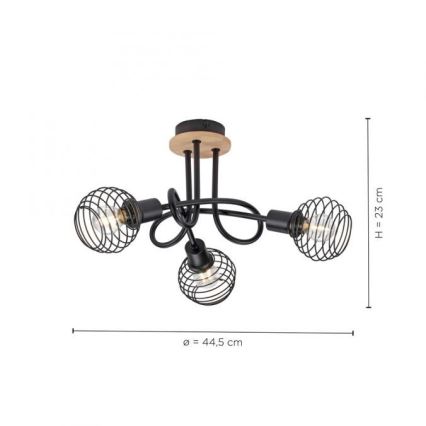 Leuchten Direkt 15923-79 - Prisadený luster EUGEN 3xE14/40W/230V dub