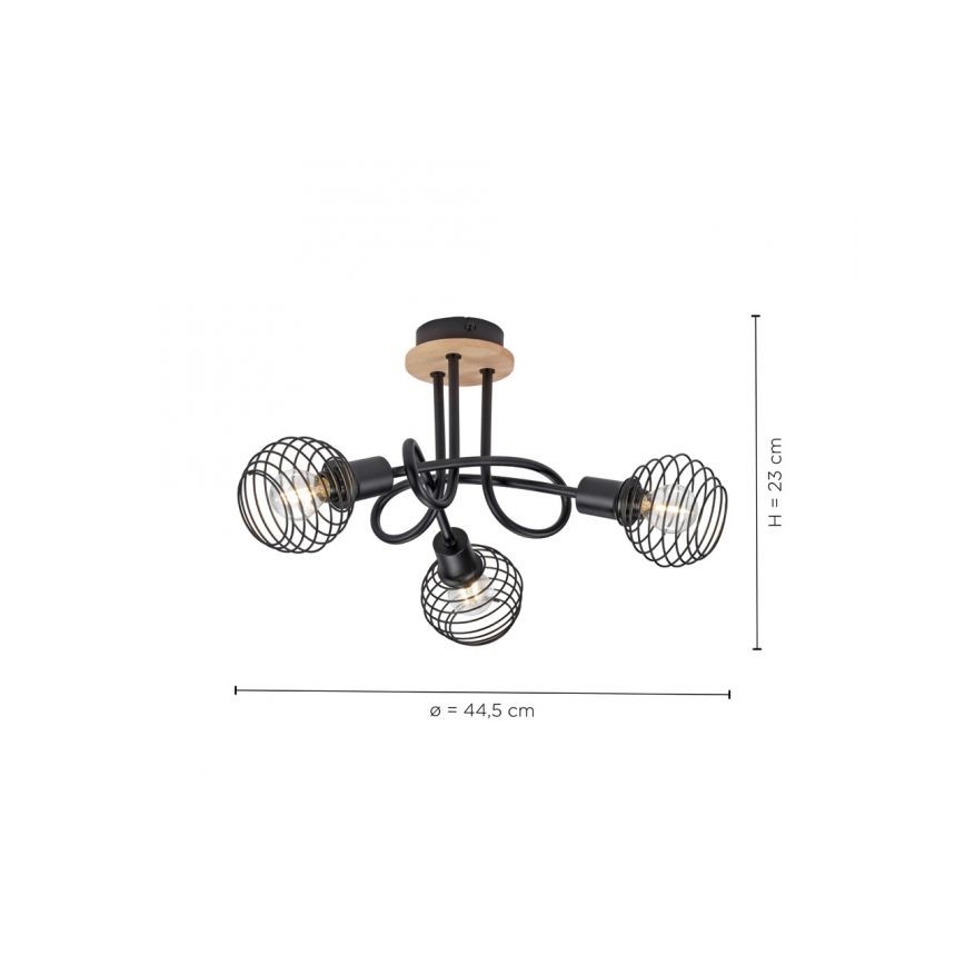 Leuchten Direkt 15923-79 - Prisadený luster EUGEN 3xE14/40W/230V dub